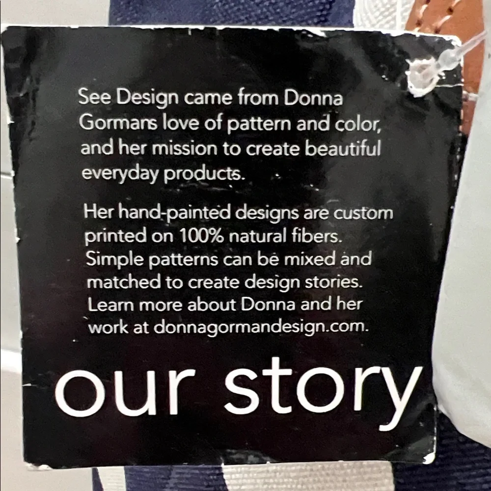 Donna Gorman Polka Dot Hand Painted Leather handled Tote Bag - Navy and White